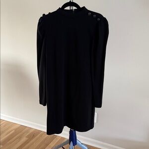 LOFT Black Long-Sleeve Shoulder-Button Dress